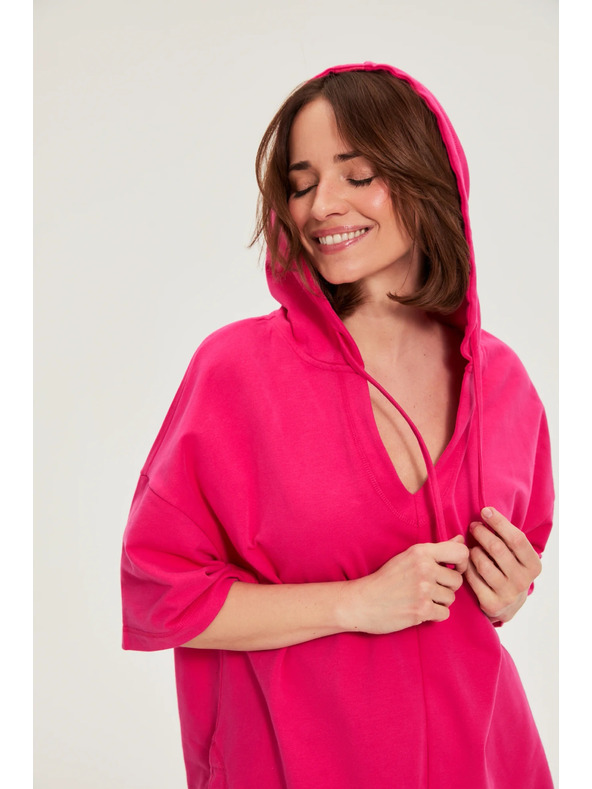 Moodo Mikina s kapucňou a krátkymi rukávmi purpurová Moodo