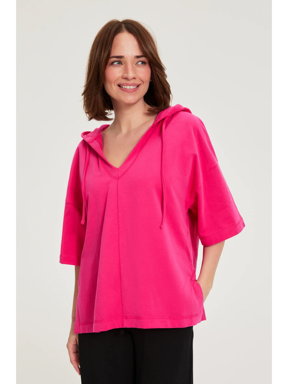 Moodo Mikina s kapucňou a krátkymi rukávmi purpurová Moodo