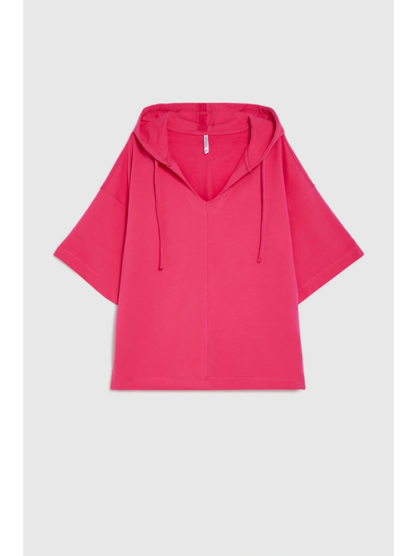 Moodo Mikina s kapucňou a krátkymi rukávmi purpurová Moodo