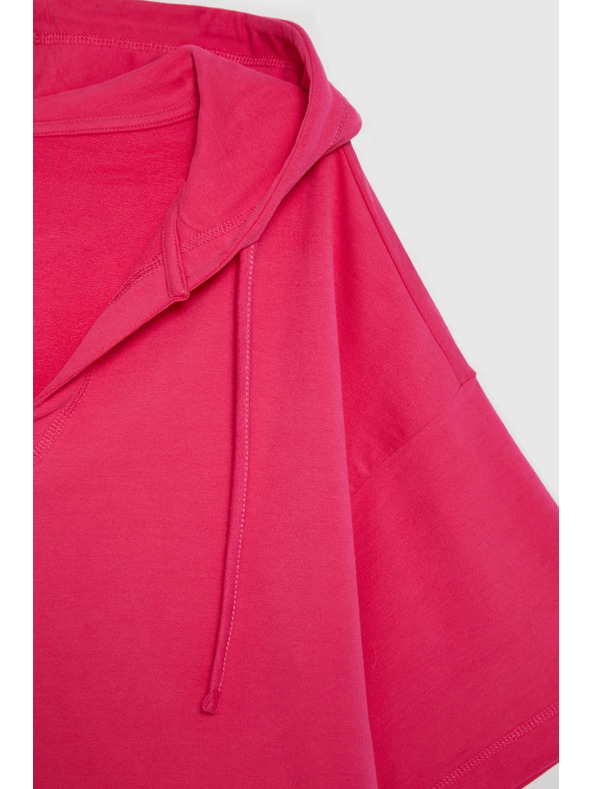 Moodo Mikina s kapucňou a krátkymi rukávmi purpurová Moodo