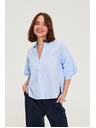 Moodo Pruhovaná košeľa s bufiastými rukávmi svetlo modrá Moodo
