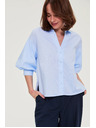 Moodo Pruhovaná košeľa s bufiastými rukávmi svetlo modrá Moodo