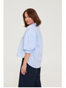 Moodo Pruhovaná košeľa s bufiastými rukávmi svetlo modrá Moodo