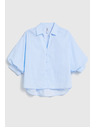Moodo Pruhovaná košeľa s bufiastými rukávmi svetlo modrá Moodo