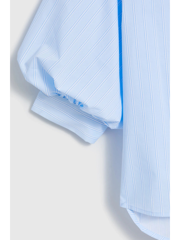 Moodo Pruhovaná košeľa s bufiastými rukávmi svetlo modrá Moodo