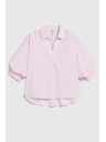 Moodo Pruhovaná košeľa s bufiastými rukávmi ružová Moodo