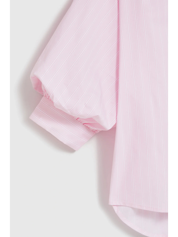 Moodo Pruhovaná košeľa s bufiastými rukávmi ružová Moodo