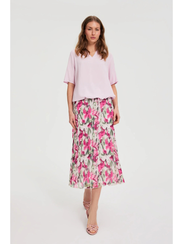 Moodo Vzorovaná midi sukňa béžová Moodo