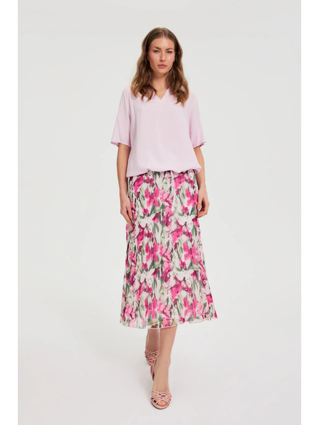 Moodo Vzorovaná midi sukňa béžová Moodo