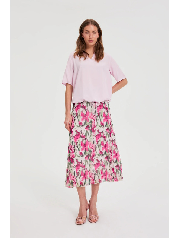 Moodo Vzorovaná midi sukňa béžová Moodo