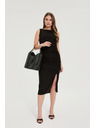 Moodo Priľahlé šaty so skladmi čierne Moodo