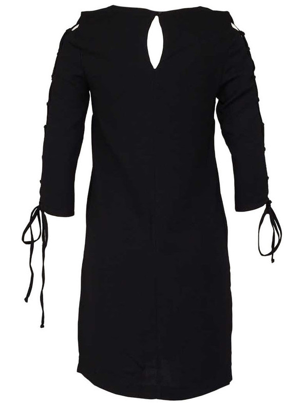 CAMAIEU Čierne šaty so šnurovaním na rukávoch