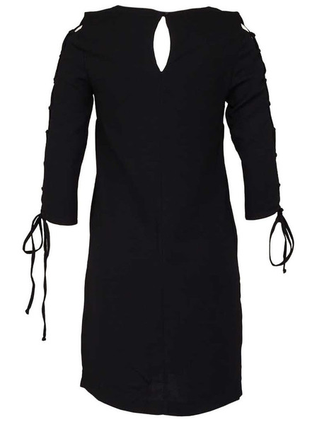 CAMAIEU Čierne šaty so šnurovaním na rukávoch