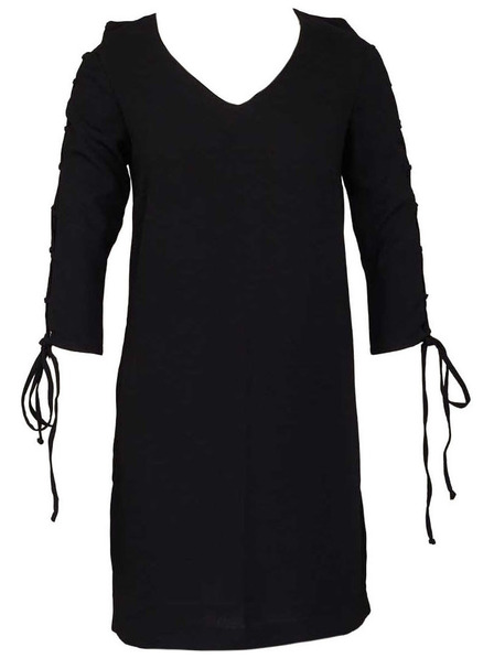 CAMAIEU Čierne šaty so šnurovaním na rukávoch