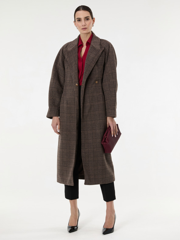 Orsay Hnedý dlhý dámsky kabát ORSAY