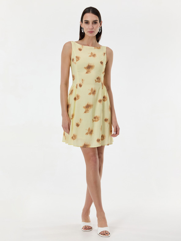 Orsay Žlté dámske vzorované šaty bez rukávov ORSAY