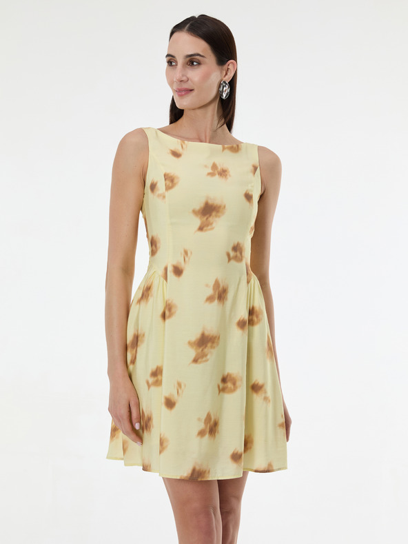 Orsay Žlté dámske vzorované šaty bez rukávov ORSAY