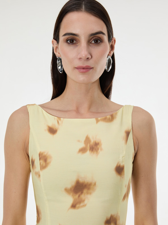 Orsay Žlté dámske vzorované šaty bez rukávov ORSAY