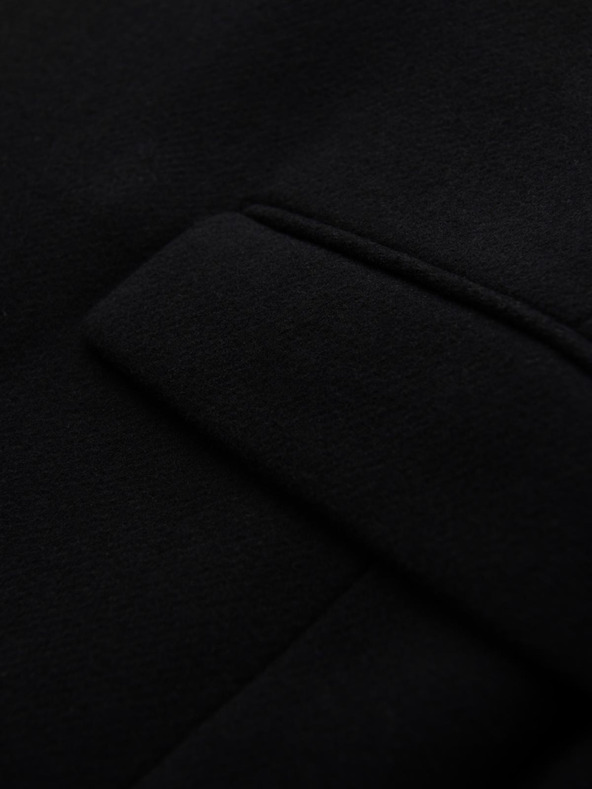 Ombre Clothing Pánsky vlnený dvojradový kabát - čierny V2 OM-COWC-0133 Ombre Clothing