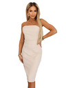 numoco Korzetové puzdové midi šaty s páskom - béžové