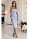 numoco Korzetnové puzdornové midi šaty s páskom - svetlo modré