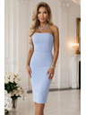 numoco Korzetnové puzdornové midi šaty s páskom - svetlo modré
