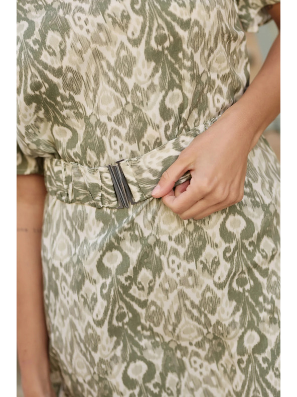Moodo Olivové viskózové šaty Moodo