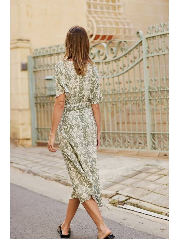 Moodo Olivové viskózové šaty Moodo