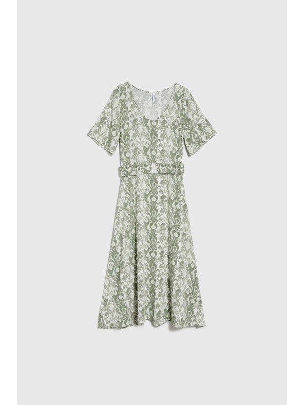 Moodo Olivové viskózové šaty Moodo
