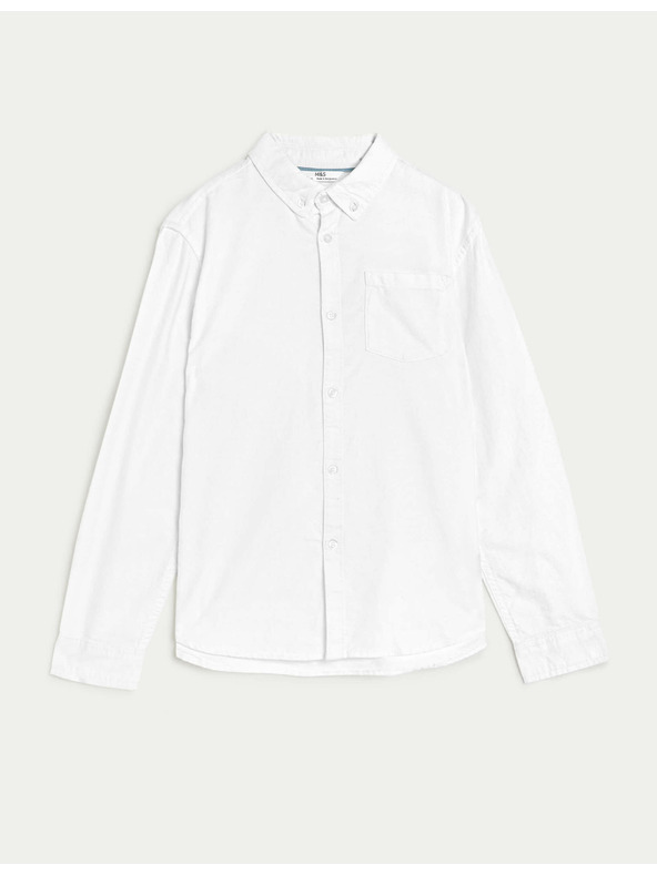 Marks & Spencer Košeľa Oxford z čistej bavlny (6–16 rokov) Marks & Spencer biela