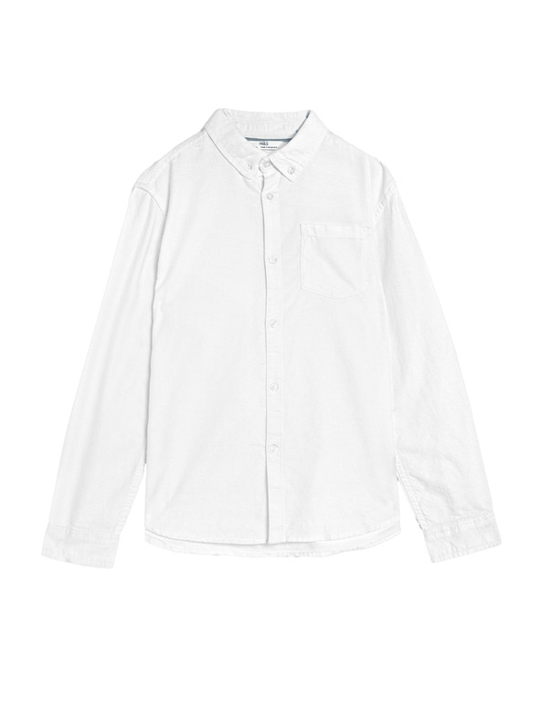 Marks & Spencer Košeľa Oxford z čistej bavlny (6–16 rokov) Marks & Spencer biela