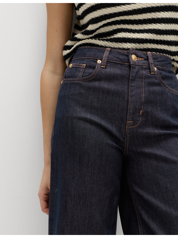 Marks & Spencer Elegantné džínsy so širokými nohavicami a vysokým pásom Marks & Spencer námorná modrá