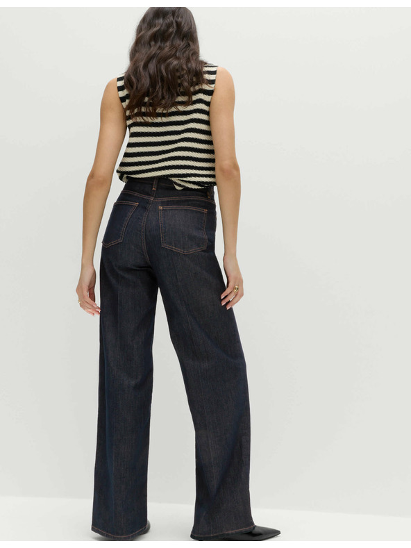 Marks & Spencer Elegantné džínsy so širokými nohavicami a vysokým pásom Marks & Spencer námorná modrá