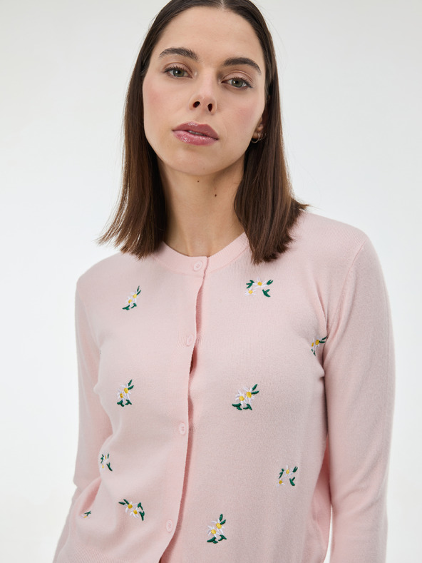Orsay Svetloružový dámsky kardigán s výšivkou ORSAY