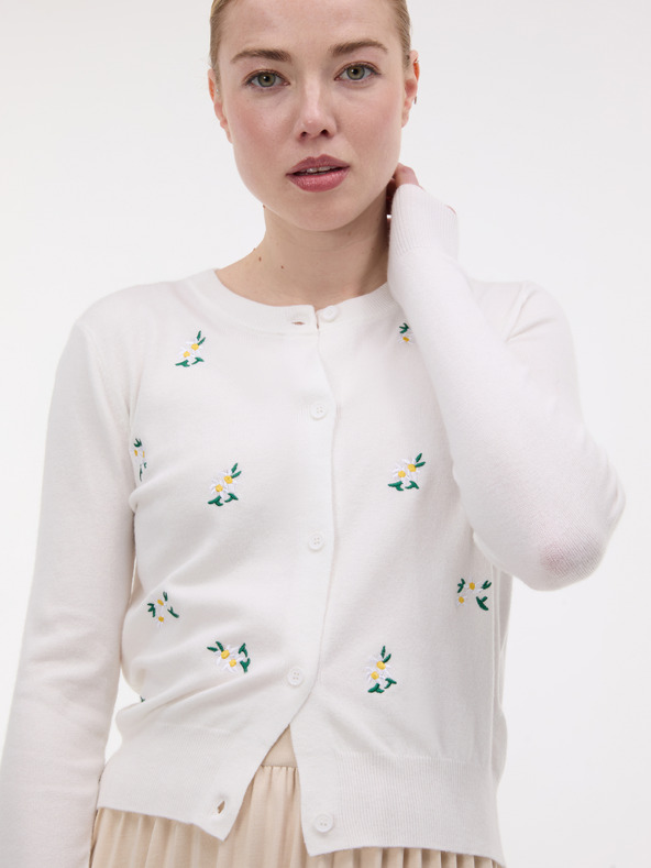 Orsay Krémový dámsky kardigán s výšivkou ORSAY
