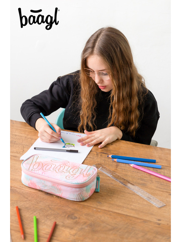 BAAGL  Ružový školský peračník Baagl Sunset