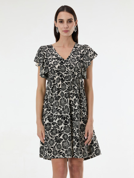 Orsay Čierne dámske vzorované šaty ku kolenám ORSAY
