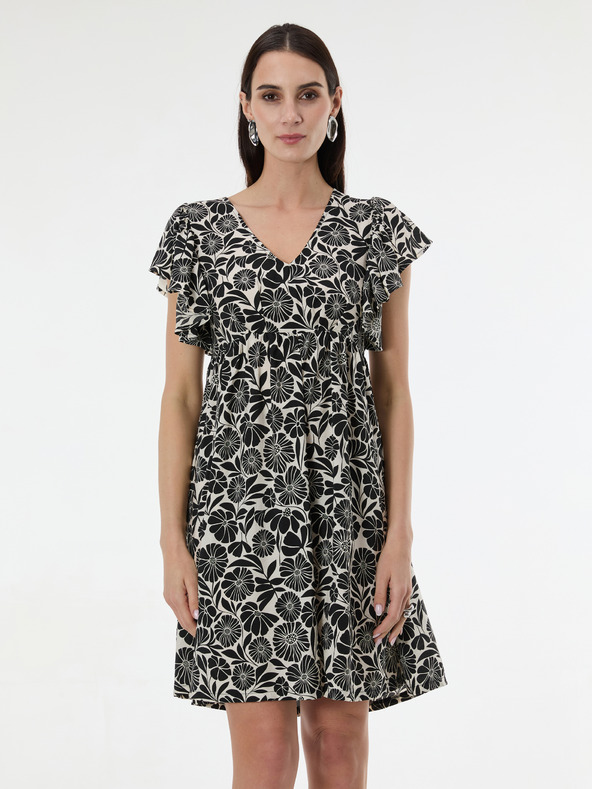 Orsay Čierne dámske vzorované šaty ku kolenám ORSAY