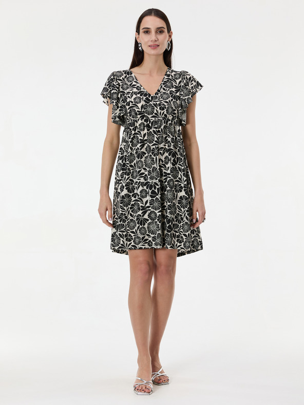 Orsay Čierne dámske vzorované šaty ku kolenám ORSAY