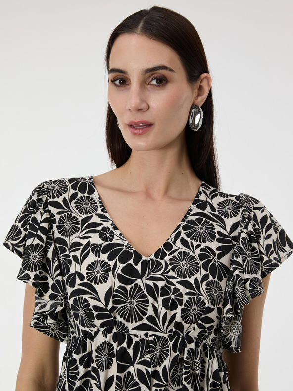 Orsay Čierne dámske vzorované šaty ku kolenám ORSAY