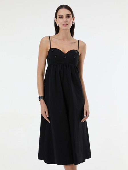 Orsay Čierne dámske midi šaty s aplikáciou ORSAY