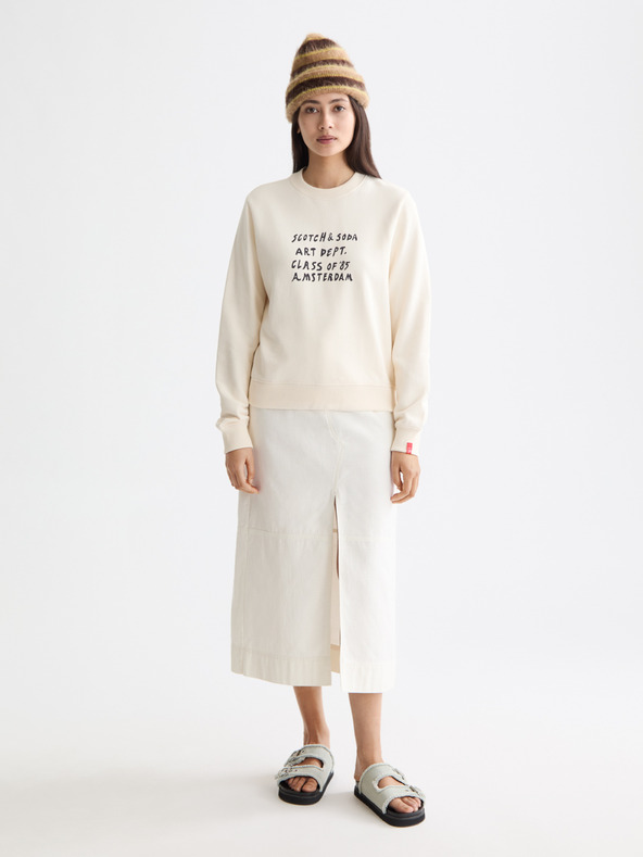 Scotch & Soda Dámska krémová mikina s nápisom