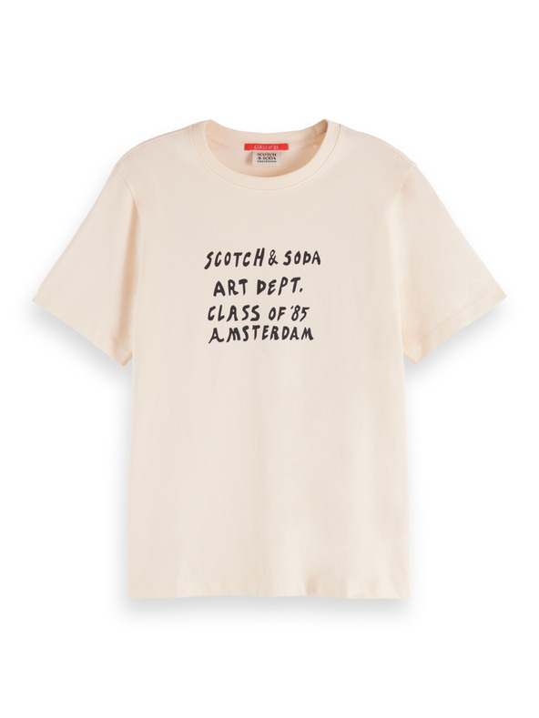 Scotch & Soda Dámske krémové tričko s nápisom