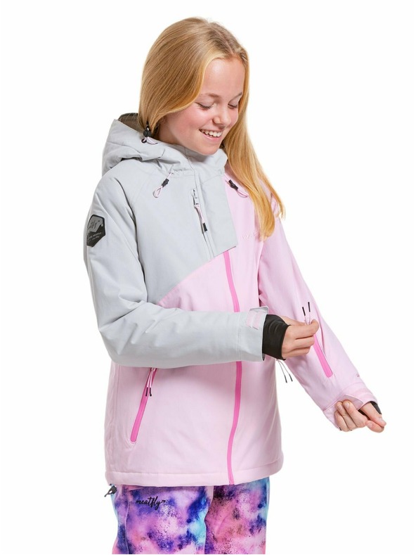 Meatfly Meatfly detská SNB & SKI bunda Deliah Grey/Pastel Pink