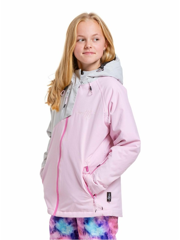 Meatfly Meatfly detská SNB & SKI bunda Deliah Grey/Pastel Pink