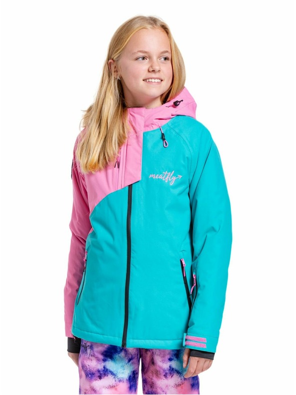 Meatfly Meatfly detská SNB & SKI bunda Deliah Hot Pink/Turquoise