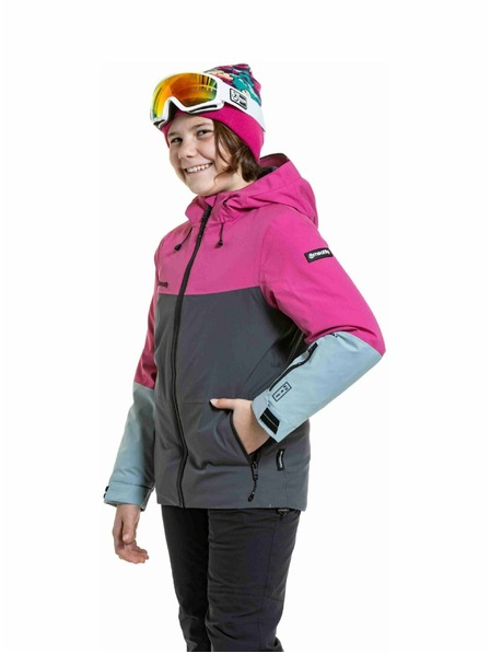Meatfly Meatfly detská SNB & SKI bunda Deliah Grey Dark / Pink