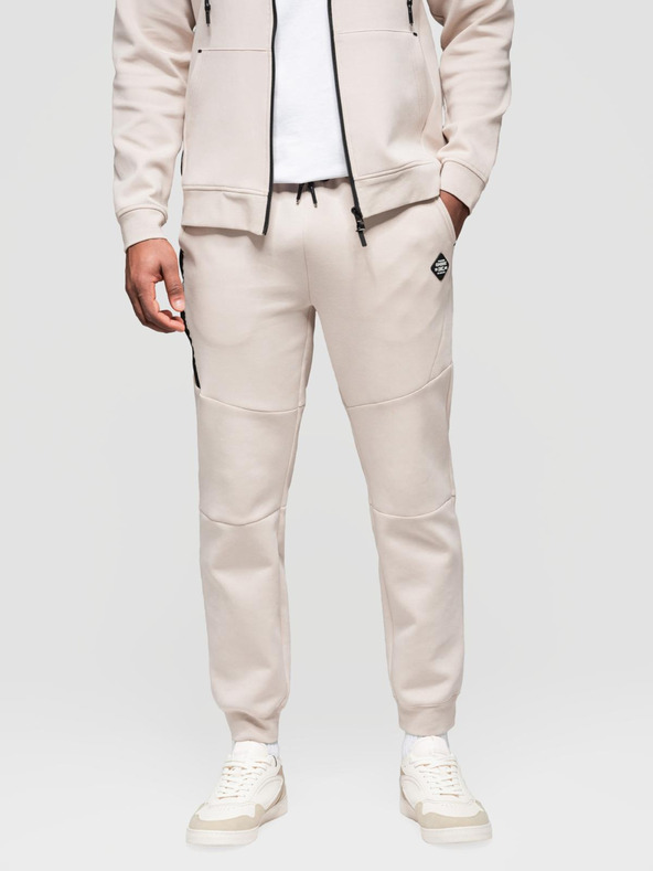 Ombre Clothing Pánska tepláková súprava mikina s kapucňou + nohavice jogger - svetlo béžová V6 Z116 Ombre Clothing