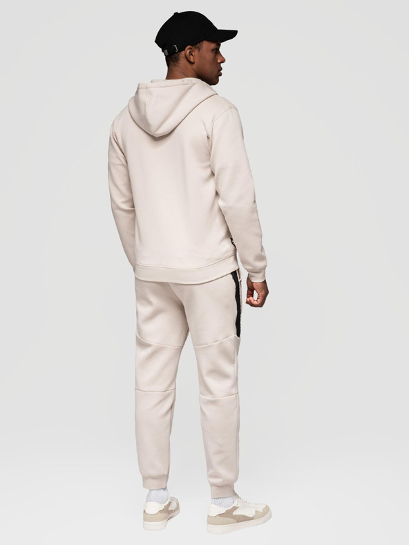 Ombre Clothing Pánska tepláková súprava mikina s kapucňou + nohavice jogger - svetlo béžová V6 Z116 Ombre Clothing