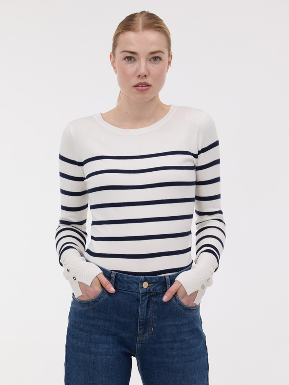 Orsay Tmavomodrý dámsky pruhovaný sveter ORSAY